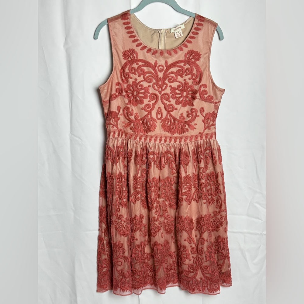 Sundance Love at First Sight Lace Embroidered Dress in Rust Pink Size 12 Boho